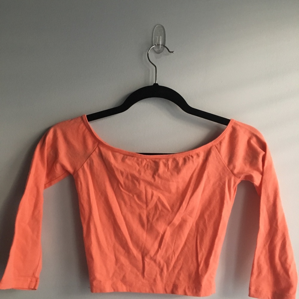 Hollister Off The Shoulder Coral Crop Top